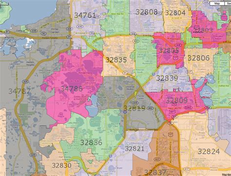 MAP Zip Code Map Of Orlando